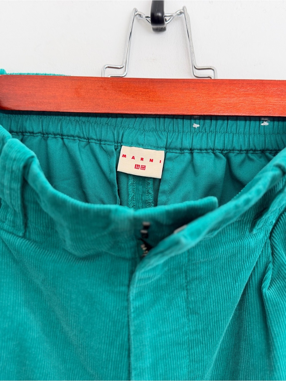 NWOT UNIQLO x MARNI Pleated Corduroy Wide Fit Pants Green XS - Picture 7 of 8